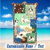 Dog Theme Beach Towel Personalized Custom Name & Text Soft Quick Dry Beach Towel for Swimming Travel