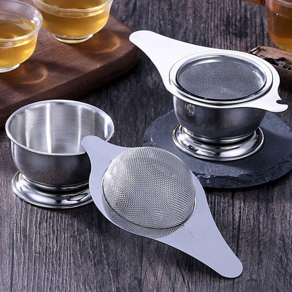 With Handle Tea Strainer Set Stainless Steel Tea Infuser with Drip Bowl  Tea Brewing
