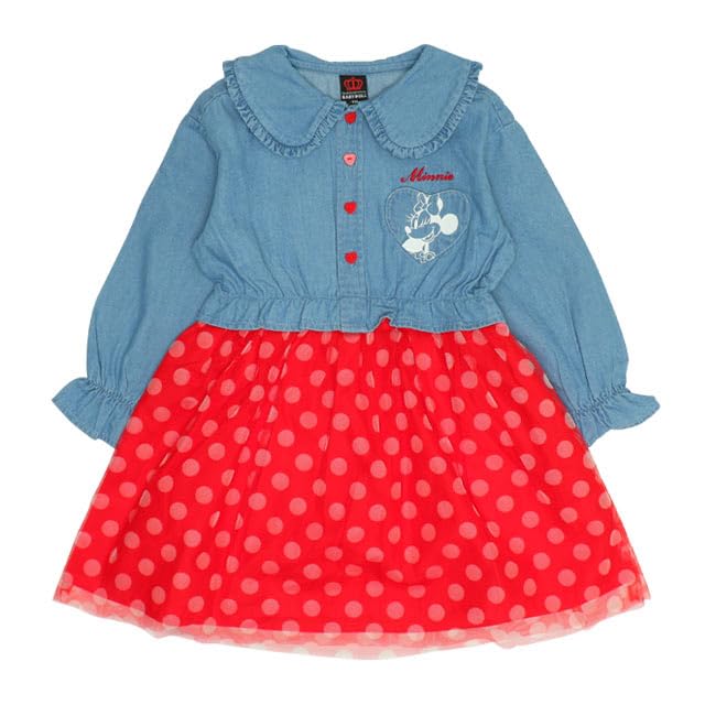 

BABYDOLL Disney Denim Shirt Long for Denim Dress, 0768K, 100% Cotton, Sleeve, 100cm, Girls, джинсовый