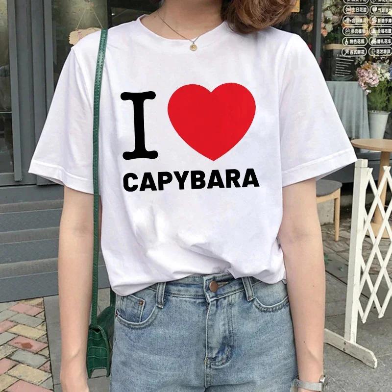 Cute Capybara Clothing T-Shirt Women Vintage Cartoon T Shirt Female Casual Anime Top Tees T Shirt Manga Women Graphic Tee Tops