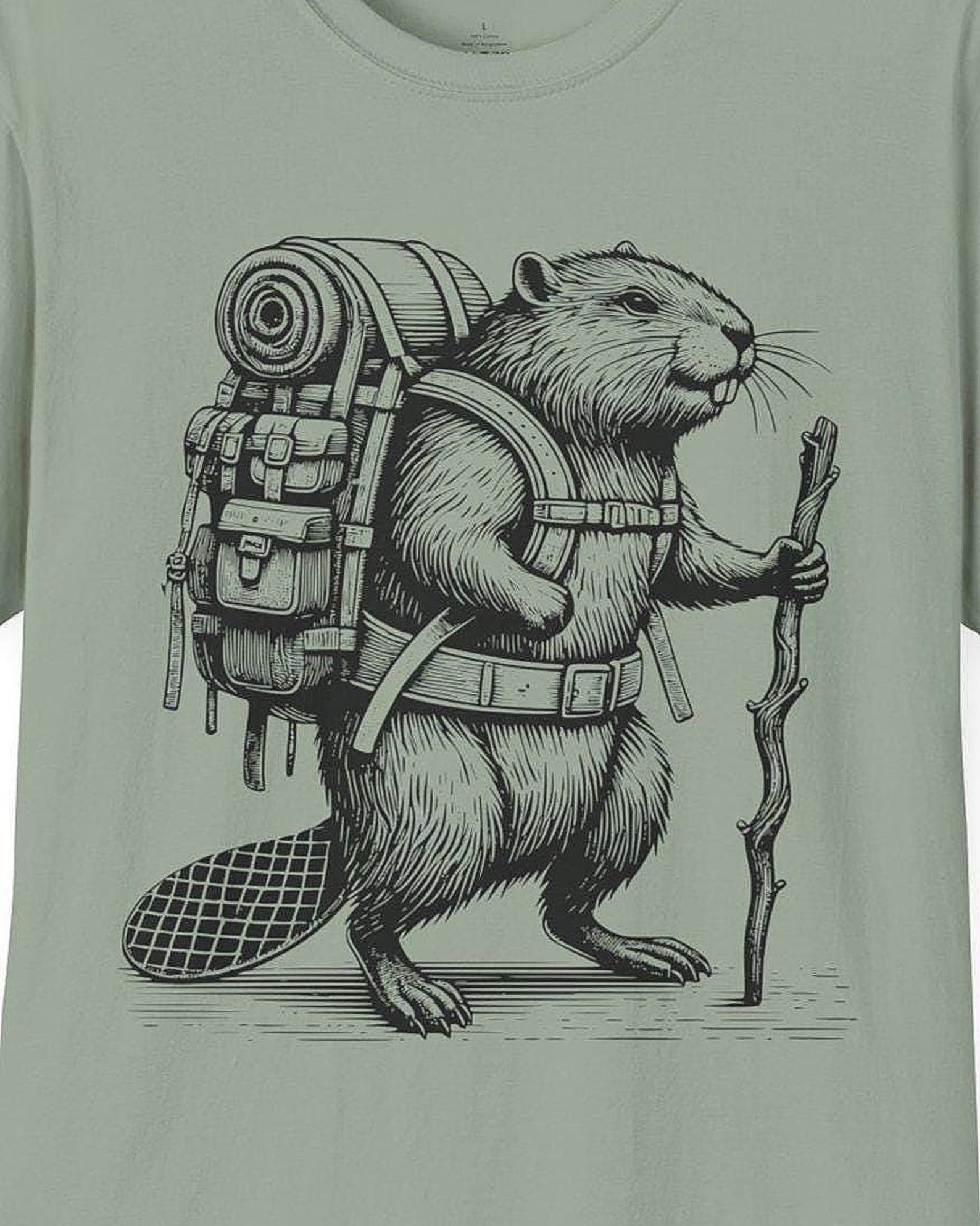Adventure Beaver Graphic T-Shirt: Nature Hiking Apparel Gift L