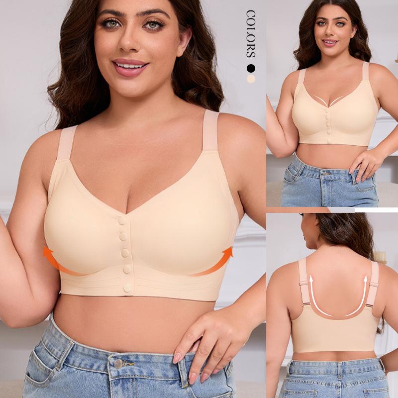 L-5XL super large size front buckle bra for European and American sizes, no steel ring adjustable shoulder strap large size underwear