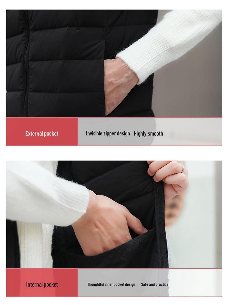 2024 Men's Lightweight Down Vest - Casual Sleeveless, Short Stand Collar, Plus Size Autumn/Winter Outerwear