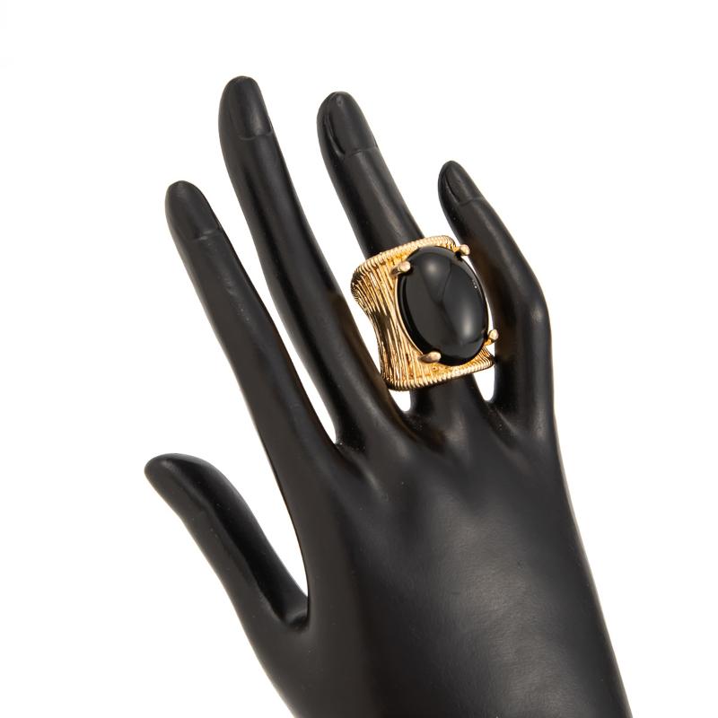 Rock Punk Hip Hop Vintage Elegant Schwarz Braun Schattierung Harzstein Klobiger Metallring Für Damen Mädchen Schmuck Zubehör Geschenk