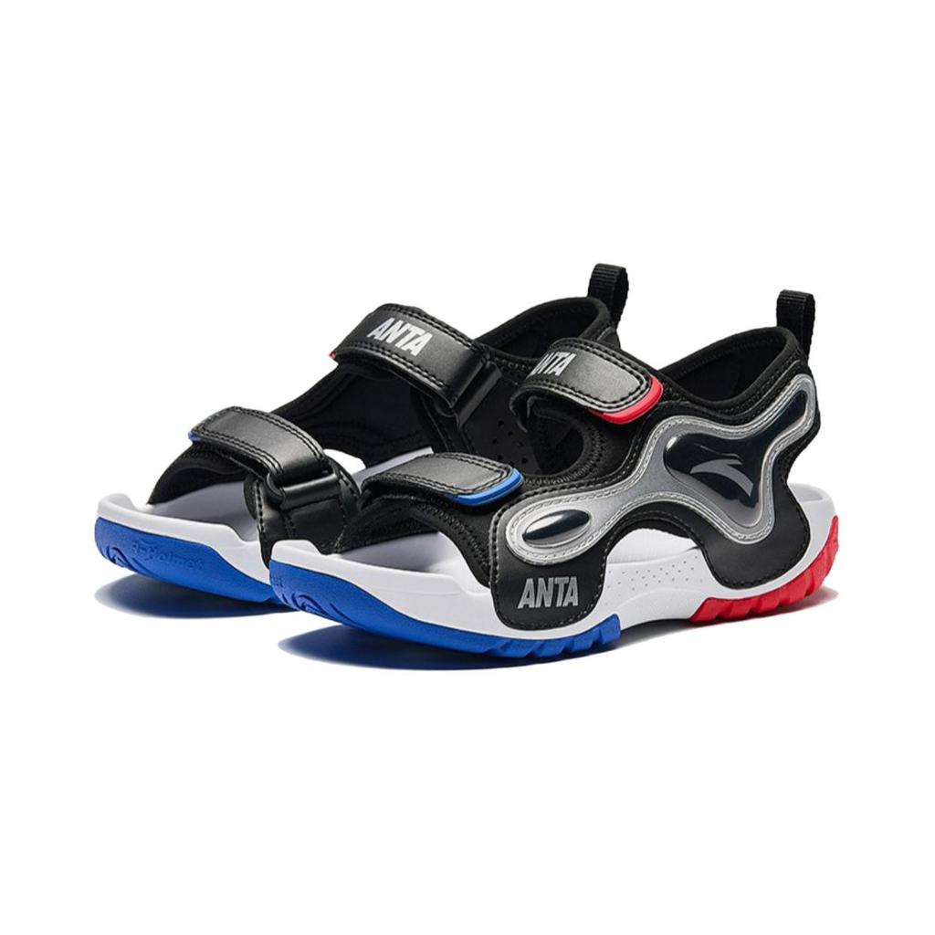 Anta Fashionable Trendy Non-Slip Durable Childrens Sandals Kids Sandals Black Silver White 312439972-3