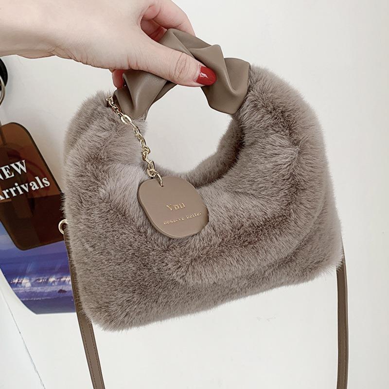 Bolsa de pelúcia de fada popular nova bolsa de mão de inverno bolsa de pelúcia fofa para mulheres bolsa de ombro transversal