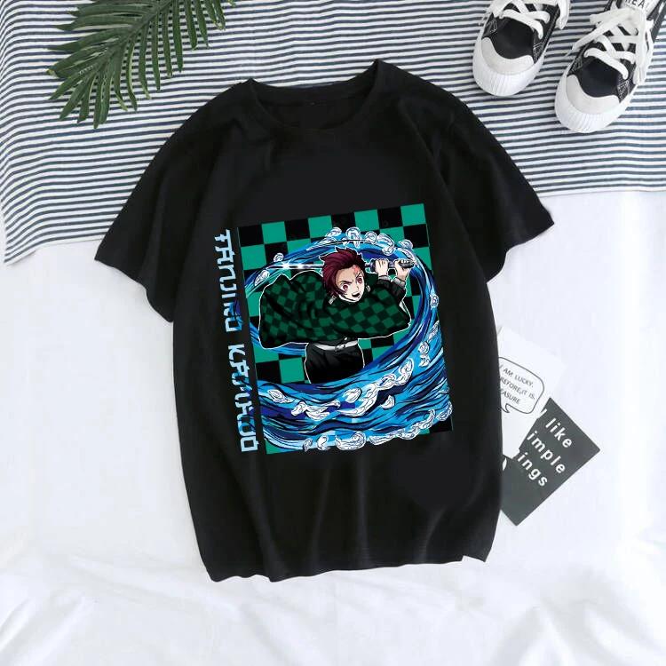 Unisex's T-Shirt Kaus Grafis Anime Demon Slayer Uniseks Tanjirou Kamado Kaus Wanita Kimetsu Kaus Wanito Printed Harajuku T-shirt