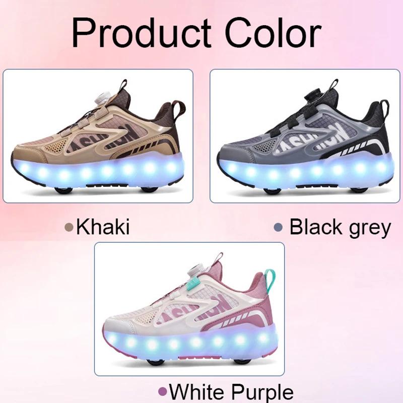 LED Lamp Strip Detachable Roller Kids Shoes Comfortable Breathable Anti-skid Wear-resistant Sole Lightweight Children Sneaker