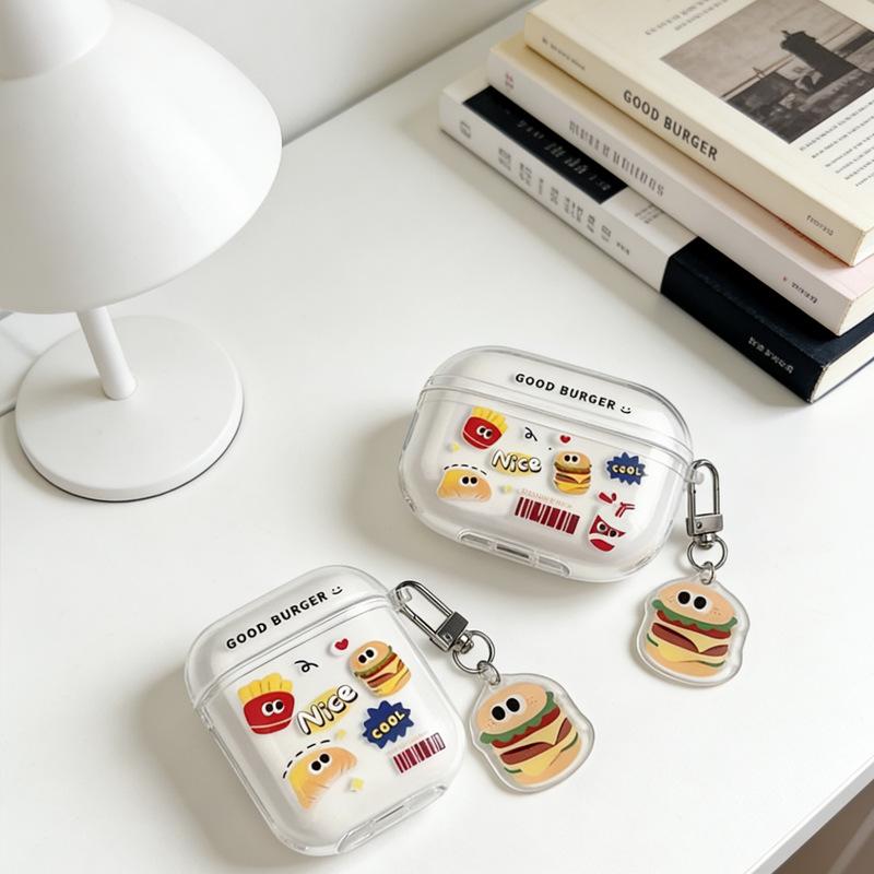 Cute Little Burger Creative AirPods Apple Earphone Case Wireless Bluetooth Protective Case Transparent Earphone Case