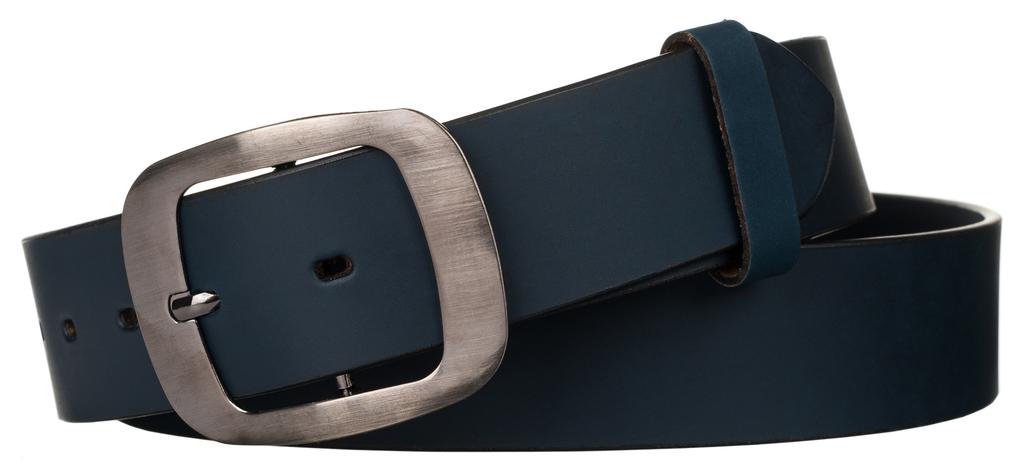 Wide leather belt LADY NO.4 NAVY 100