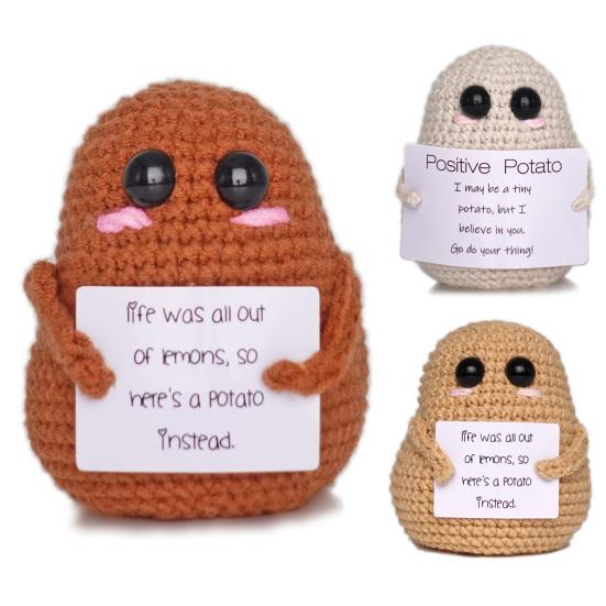 Potato Doll Cute Handmade Crochet Doll Positive Emotional Support Doll Ornament Home Desk Decoration