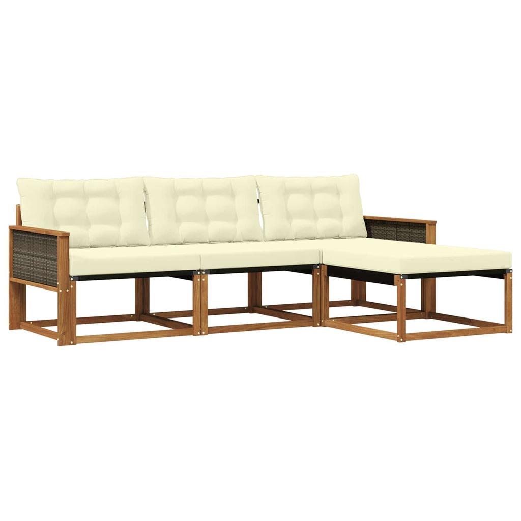 Outdoor Sofa Set with Cushions 4 pcs Natural and Cream