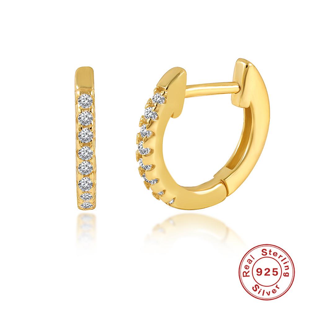 Stylish And Simple Ins Wind S925 Sterling Silver Earrings U-Shaped Fashionable Row Diamond Four-Claw Earrings Earrings