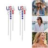 Patriotic American Flag Star Dangle Earrings With Tassels Accessories For Independence Day Celebration