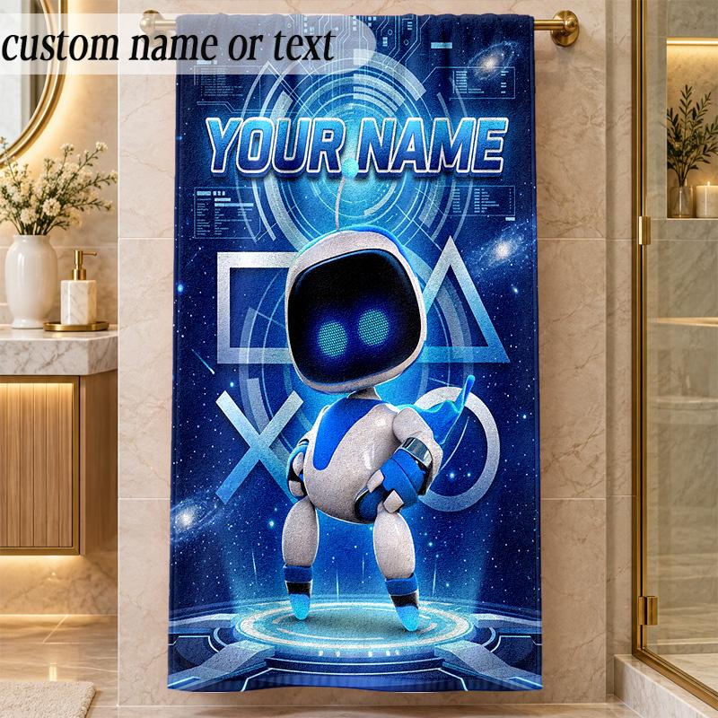 Beach TowelAstro Bot Custom Name Text Personalized Soft Towel for Beach Pool Indoor Home Decor Gift