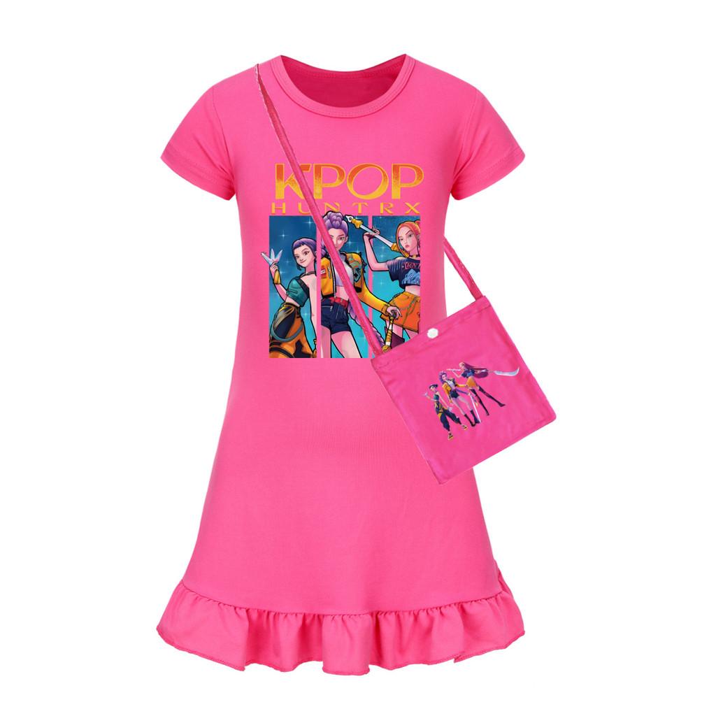 Vestido de Dormir Curto Kpop Demon Hunters Girl com Barra Franzida Para Conforto Ki