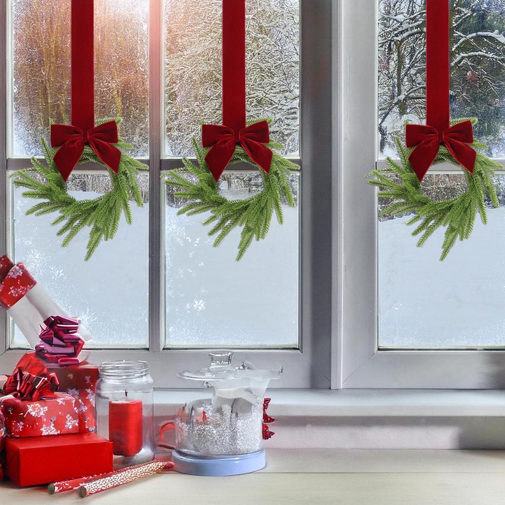 Schrankkränze für Haustür 6-teilige Weihnachtsdeko Künstliche Türkränze Dekorationen mit roten Schleifen für Tür Wand Treppe