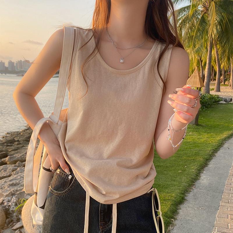 Women's Yellow Cotton-Linen Camisole: 2025 Summer Sleeveless Vest, Loose Fit Slimming Base Layer Top