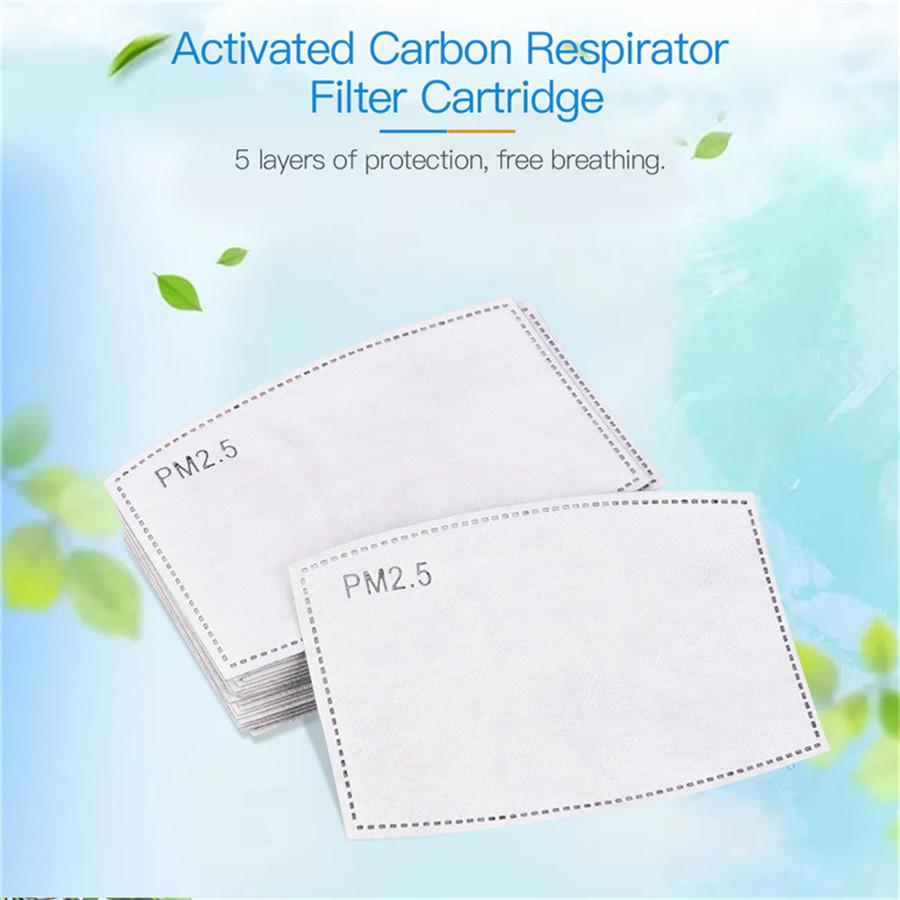 50Pcs Adult PM2.5 Activated Carbon Filter Paper Protective Face Cover Filters Insert
