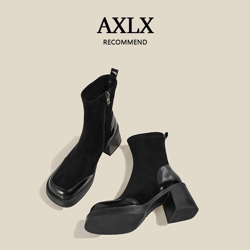 

High Heel Martin Boots Women s New Spring and Autumn Coarse Heel Spring and Autumn Short Boots Women s Single Boots Skinny Boots Women 39