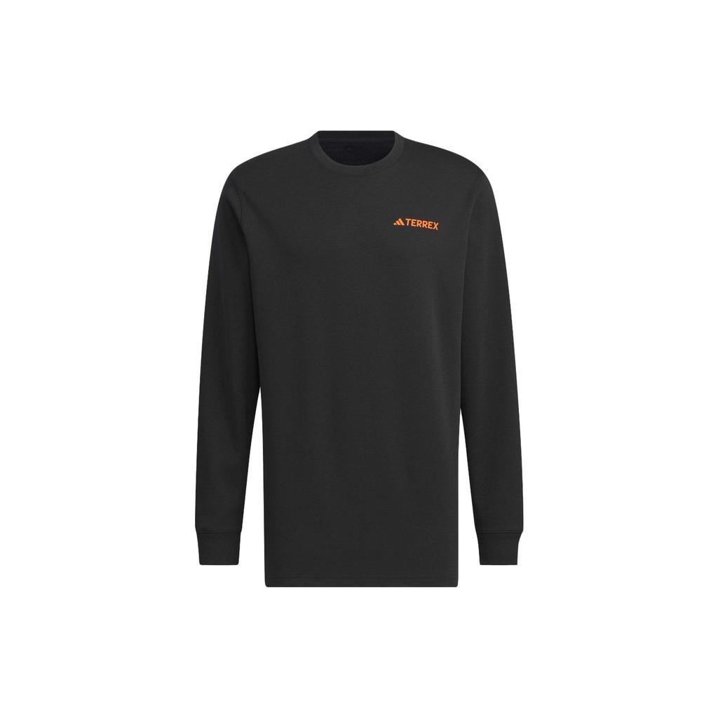 Adidas Letter Logo Print Round Neck Long Sleeve T-Shirt Men Tops Black IT8846