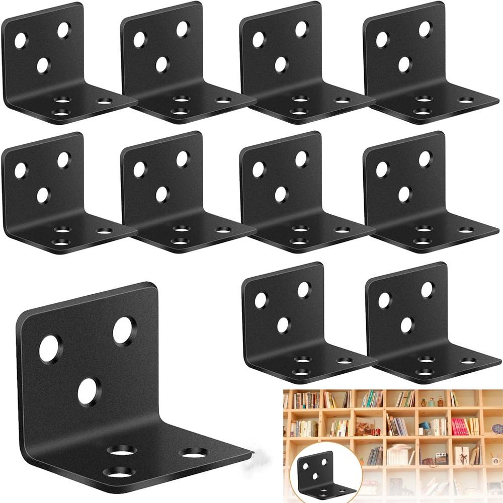 

10 Черных Уголковых Кронштейнов, Размеры 50 X 50 X 50 Мм, L-образные Кронштейны из Нержавеющей Стали, Подходят Для Книжных Полок, Деревянной Мебели, Шкафов 10pcs