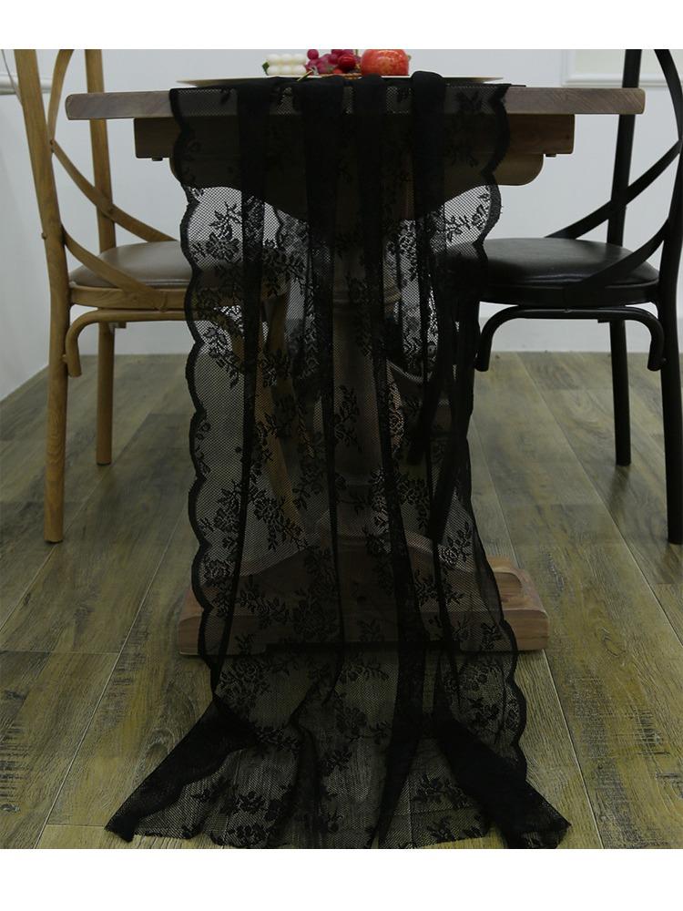 Black Lace Table Flag American Retro Decorative Coffee Table Long Dining Table Mat Table Flag