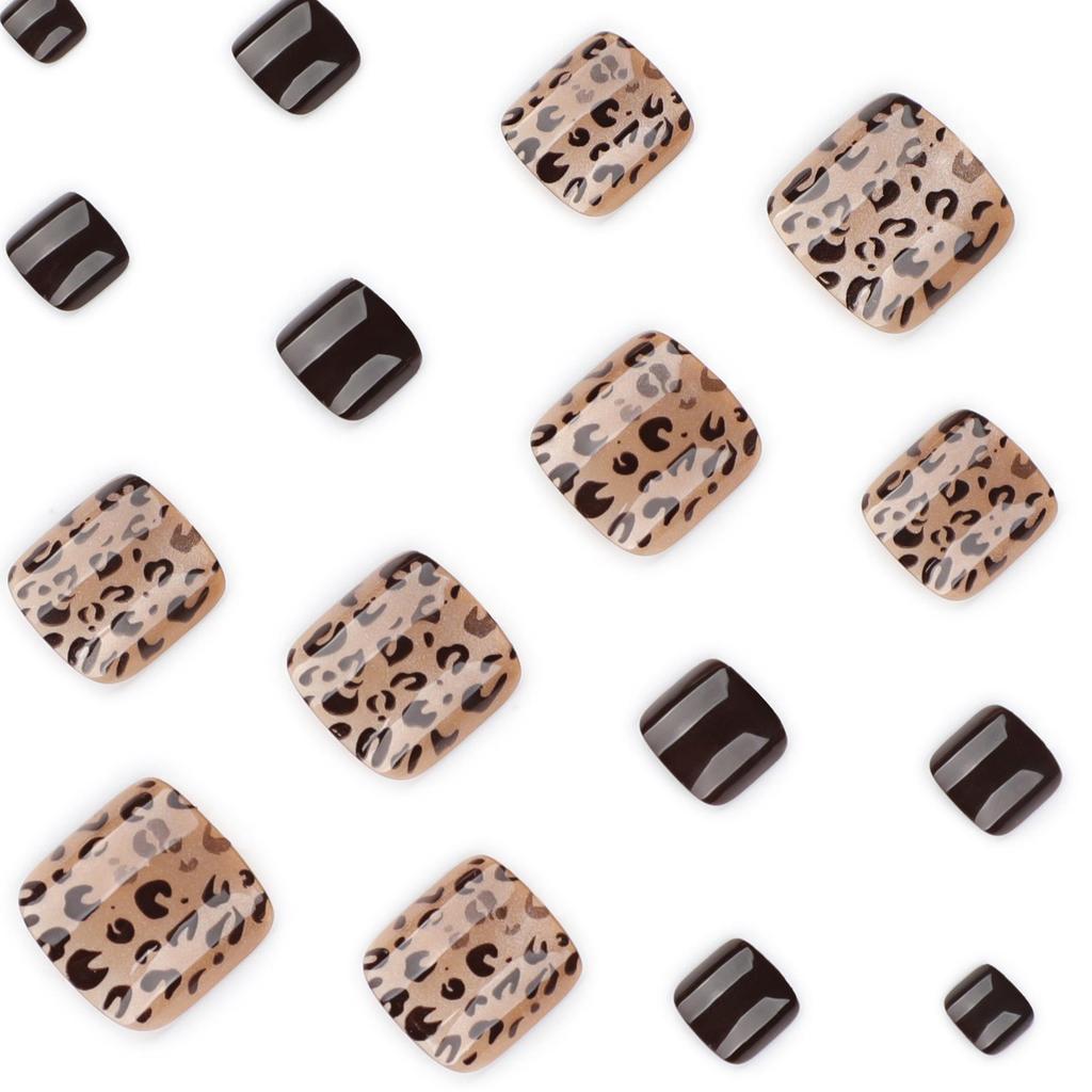 Leopard Print Cat Eye Square Toe Nail Tips - Simple, Short, Wearable False Nails
