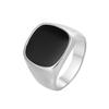2026 Jewelry European and American Personality Simple Square Black Drop Oil Men's Ring Ring