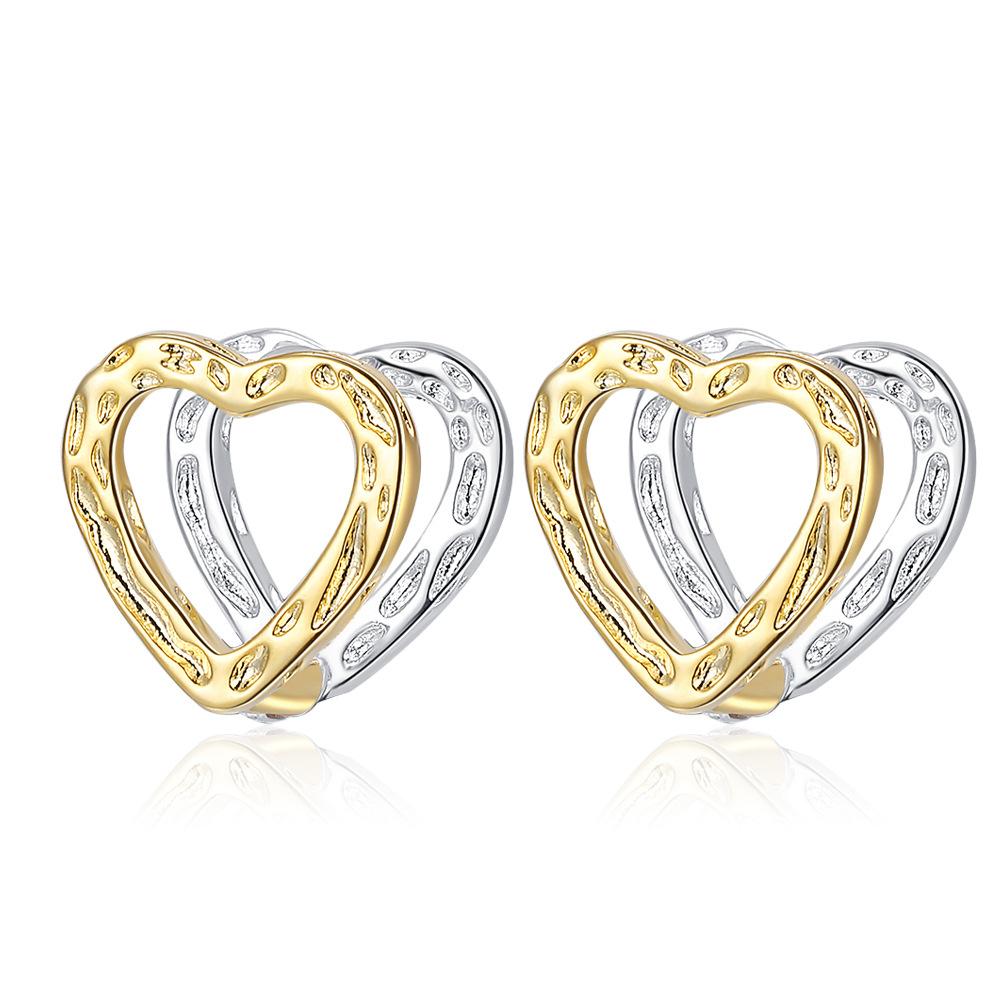 2026 Текстура Золото и Серебро Контрастные Цвета Модные Серьги-Пряжки в Виде Любви Простые Модные Персонализированные