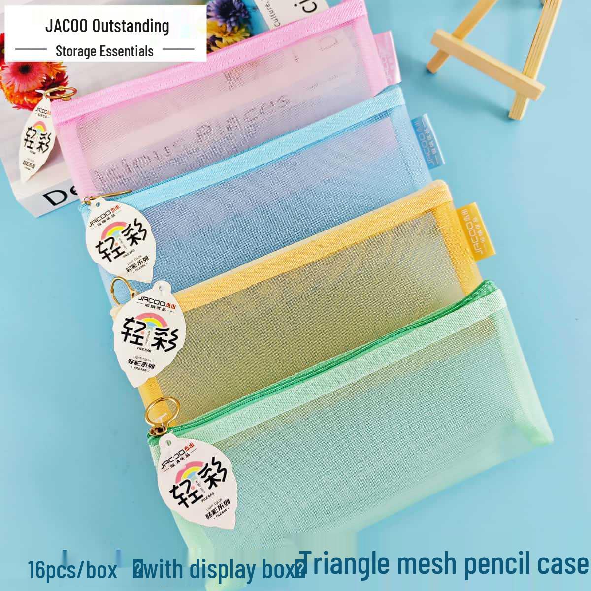 Mesh Triangular Pencil Case: Large-Capacity, Multi-functional, Portable Student Stationery Bag.