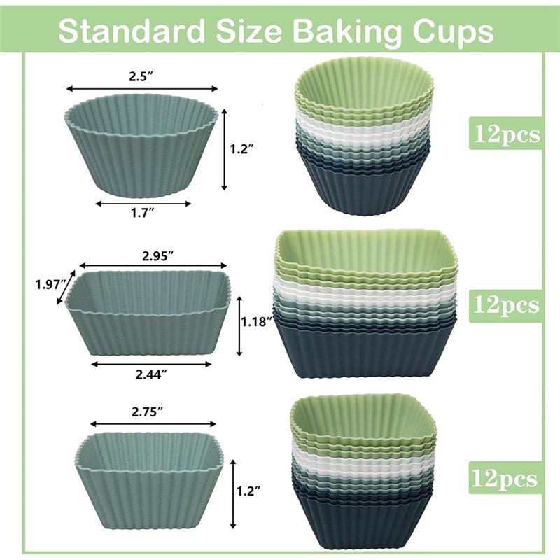 J1UL1N Reusable Cupcake Liners, 36 Pcs Silicone Lunch Box Dividers Non-Stick Bento Box Food-Grade Silicone Muffin Cups Bento Box