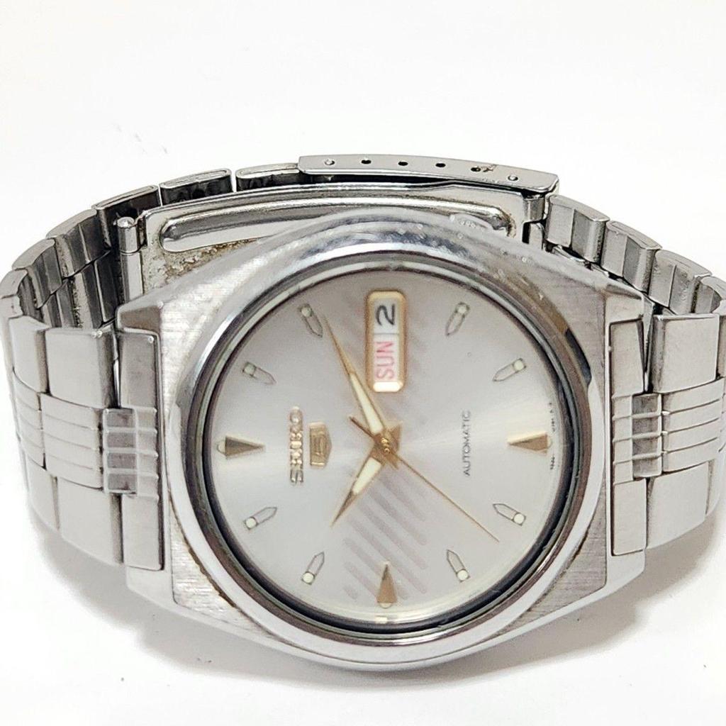Used Vintage Seiko 5 Day Date Automatic Winding Line Pattern Men's Working Item Y2K SEIKO
