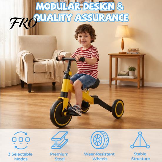 Kids Trike Balance Bike, Toddler Tricycle with Push Handle for 1-3 Year Old, 2 In 1 Kid Bike Birthday Gift and Toy Boys Girls, Adjustable Handlebars