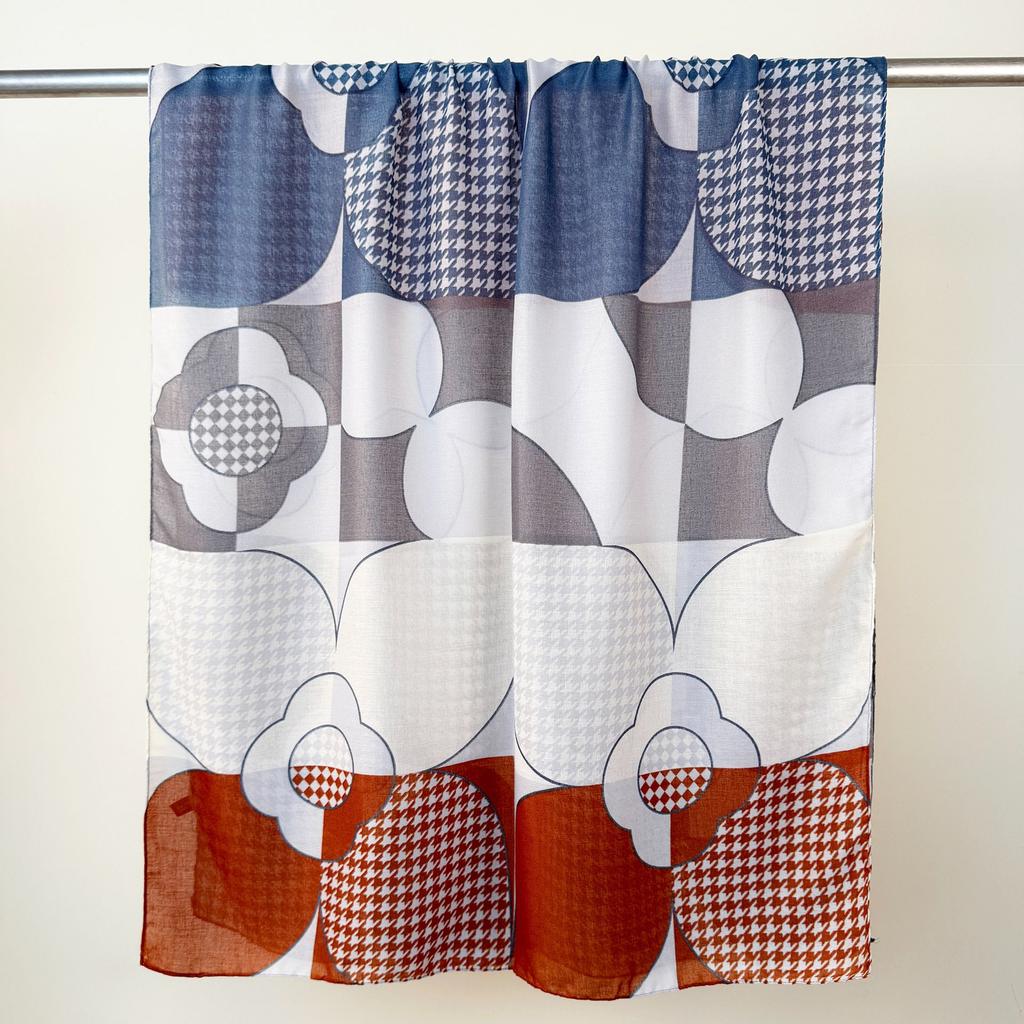Women's Trendy Fashion Premium Temperament Shawl High Value Design Geometric Printed Silk Scarf