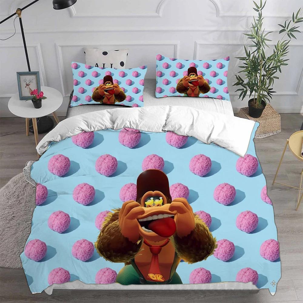 D-Donkey K-Kong B-Bananza Beddengoed Sets Enkele/Tweepersoons/Dubbele Maat Dekbedovertrek Set 2/3 Delige Sets Cadeaus voor Gamer Kinderen Volwassen Maat