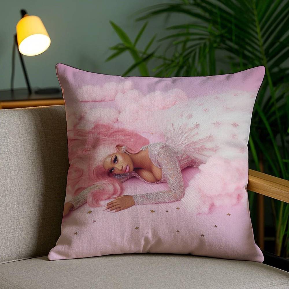 N-Nicki Minaj Rosa F-Freitag Kissenbezug Sofa Kurzer Plüsch Beidseitiger HD-Druck Zimmer Homeoffice Geschenk Kissenbezug