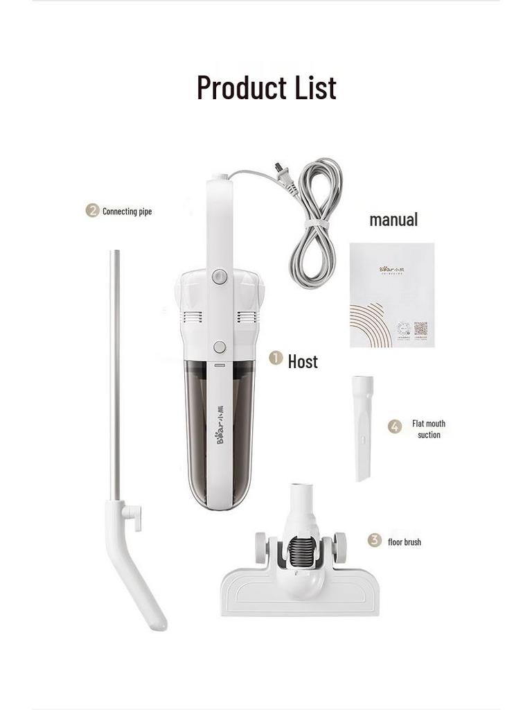 Little Bear Handheld Vacuum Cleaner for Bed, Mite Remover, Pet Hair, with Large Suction Power.