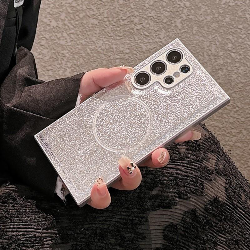 Luxury Leather Phone Case For Samsung Galaxy S25 S24 Ultra S23 S22 Plus Wireless Charging Magnetic Back Shockproof Bumper Cover
