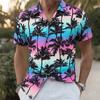 Herr sommar kortärmad hawaiiskjorta strandsemester tryckt skjorta topp 100% polyester