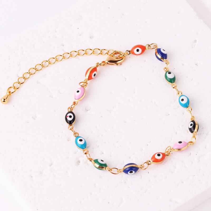 Gold Filled Mix Style Evil Eye Enamel Jewelry Gold Color Hand Turkish Chain Bracelet Boho Women Gift