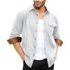 Autumn Long-sleeved Plain Collar Daily Vacation Solid Color Men's Shirt