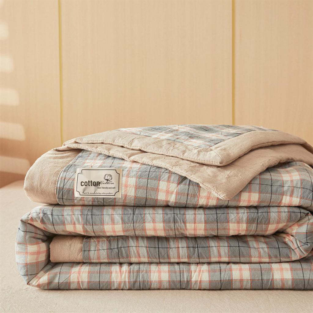 Muji-style Pure Cotton Summer Quilt – All-Cotton, Machine Washable Air Conditioning Quilt for Dorms
