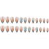 French Style Blue Ombre False Nails 24PCS Reusable Press On Nails With Butterfly Design Lightweight Durable ABS For Daily Wear