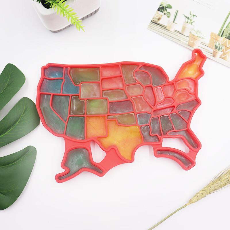 USA Map Silicone Ice Cube Mold красный