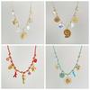 Movable Woven Rope Collarbone Chain Ocean Style Mini Metal Sun Necklace  Kids