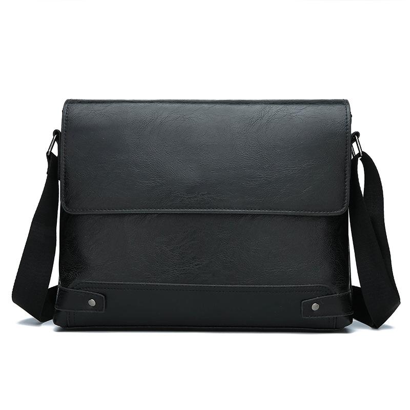 Men's Solid Retro Leather Shoulder Bag, Casual Business Crossbody BagS Horizontal A4 Paper Travel Bag Briefcase Laptop Bag