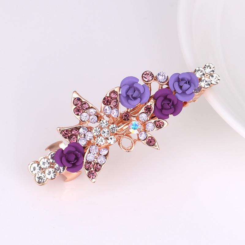 Fashionable Bow Hair Clip, Women's Pearl Flower Crystal Hairpin, Spring Clip Hair Accessory