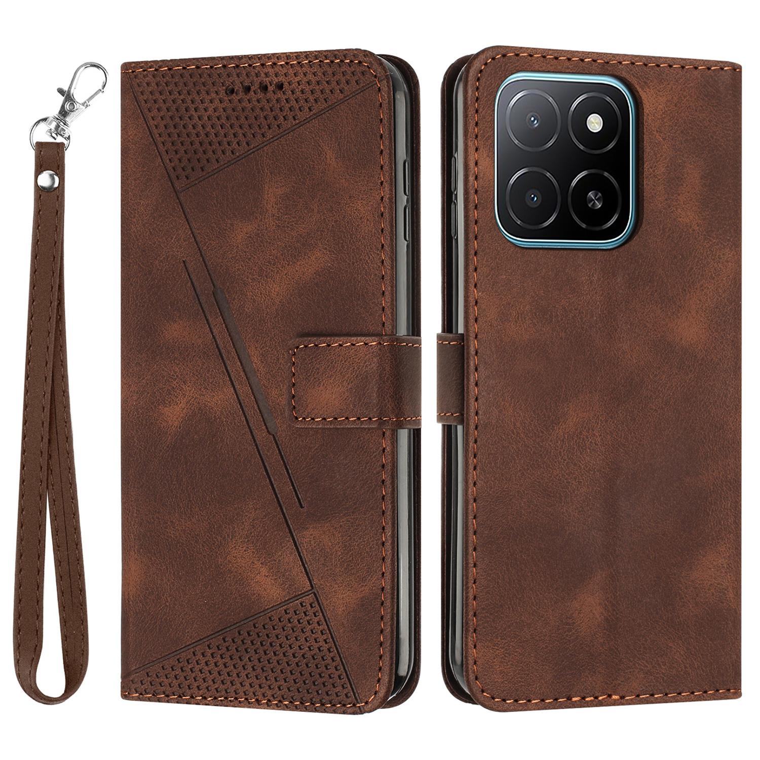 

For Honor X5b/X5b Plus Case Handbag Imprinted Triangle Leather Phone Cover E
