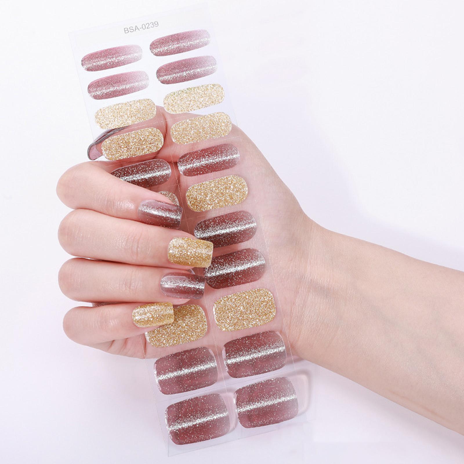 

Gel Nail Stickers Full Cover Self Adhesive French Manicure Strips Quick Apply No UV Light Required Salon Quality 39
